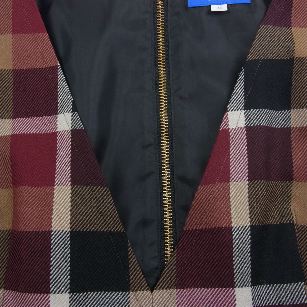 ブルーレーベルクレストブリッジ 55J30-261-17 タータンチェック ノースリーブ ベルト付き ワンピース エンジ系 36【中古】