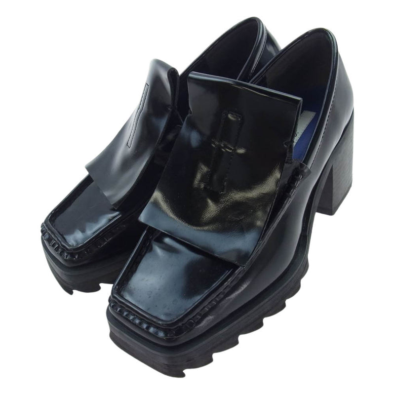 アンスリード SQUARE LOAFERS スクエアトゥ ヒール ローファー ブラック系 37【中古】