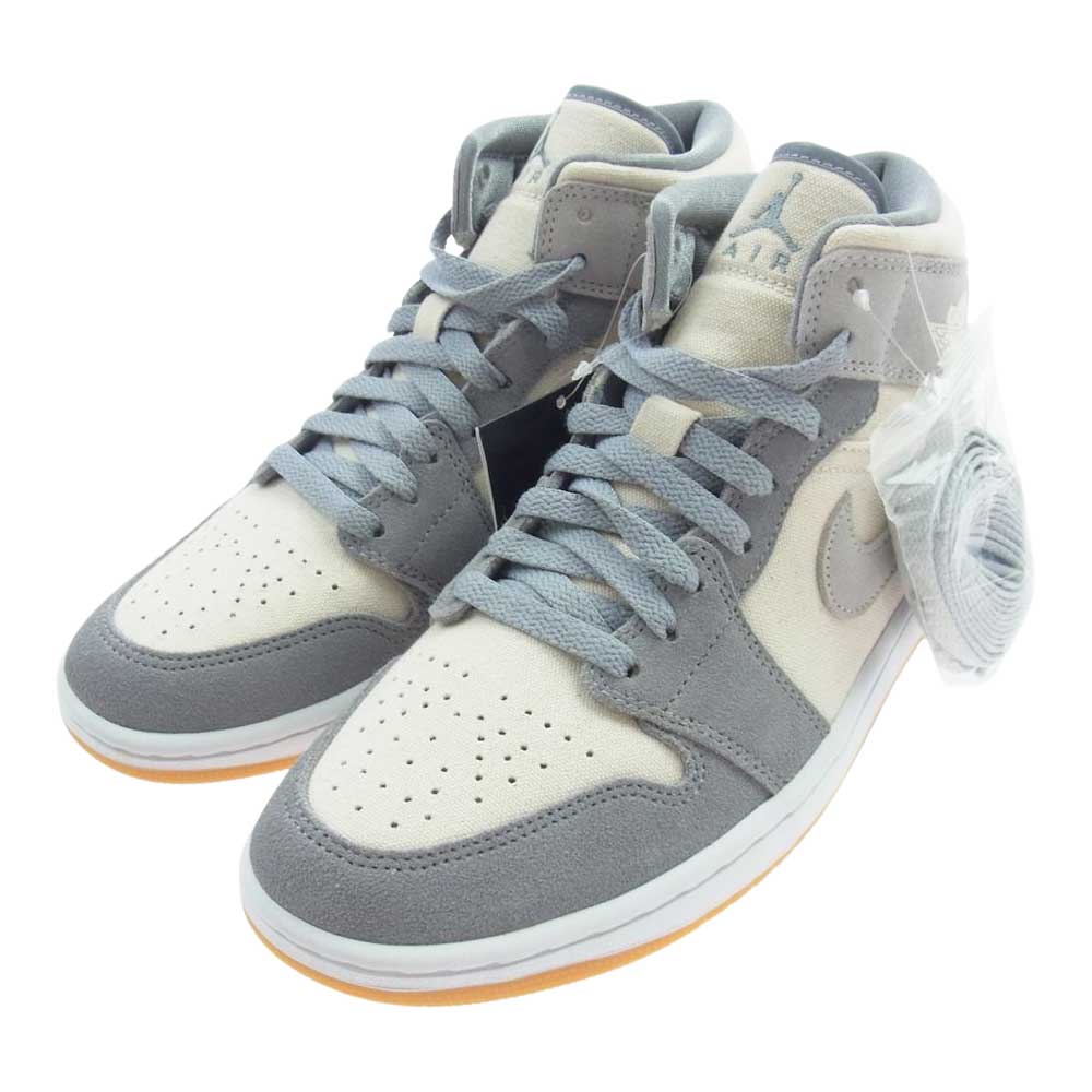 NIKE AIR JORDAN ナイキ ジョーダン DN4281-100 AJ1 MID SE COCONUT MILK/COCONUT MILK エアジョーダン ミッド スニーカー  グレー系 オフホワイト系 25cm【美品】【中古】
