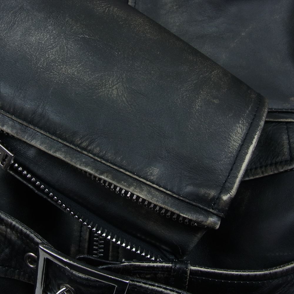 DSQUARED2 ディースクエアード 20AW S71AN0205 SY1512 エイジング加工 USED加工 レザー ダブルライダースジャケット ブラック系 48【中古】