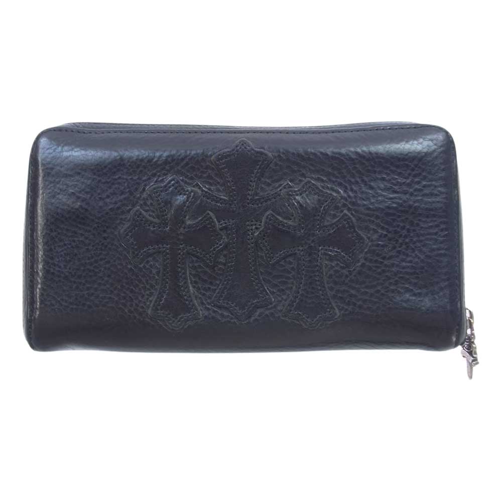CHROME HEARTS クロムハーツ（原本有） REC F ZIP2 3PATCH セメタリークロスパッチ レザーウォレット 長財布 ブラック系【中古】