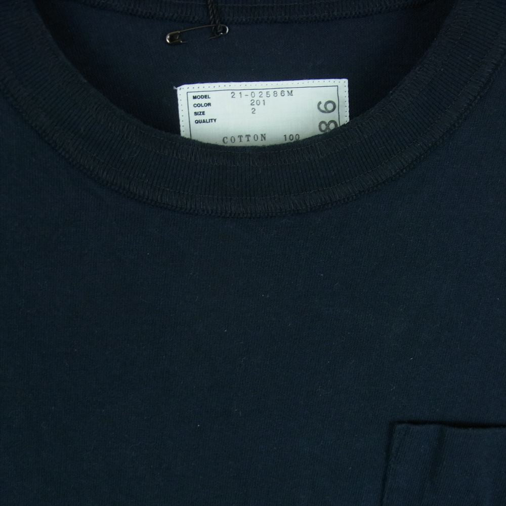 Sacai サカイ 21-02586M 再構築 ジップポケット 長袖 Ｔシャツ カットソー コットン 日本製 ダークネイビー系 201 2【中古】