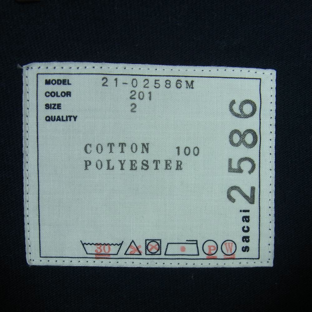 Sacai サカイ 21-02586M 再構築 ジップポケット 長袖 Tシャツ