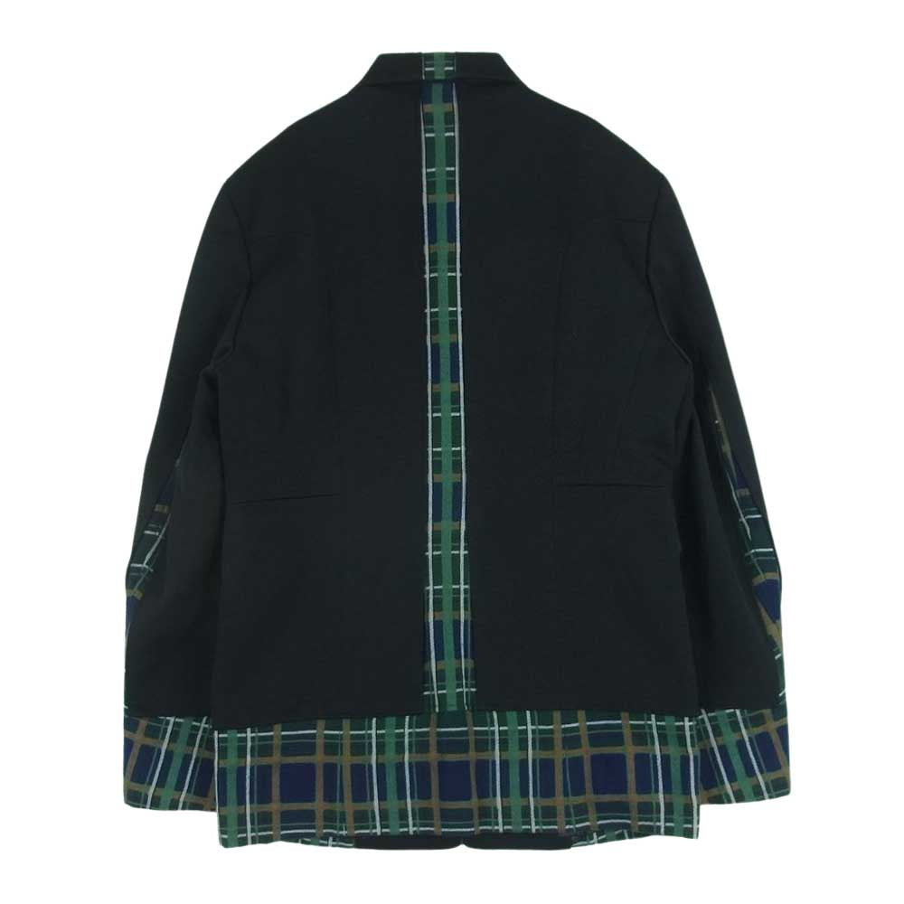 COMME des GARCONS HOMME PLUS コムデギャルソンオムプリュス 00AW AD2000 PJ-04042S ドッキングロック期 アーカイブ チェック切替 再構築 ポリエステル ウール ジャケット ブラック系 グリーン系 S【中古】