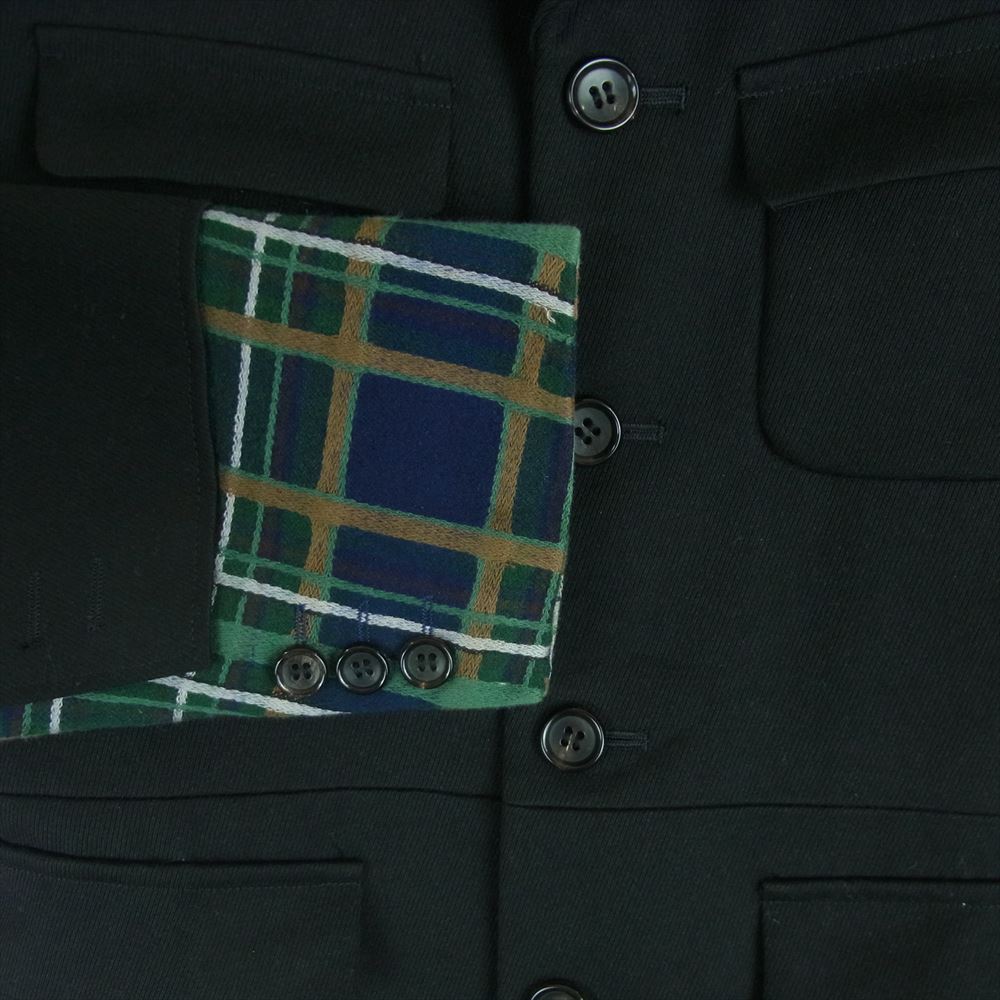 COMME des GARCONS HOMME PLUS コムデギャルソンオムプリュス 00AW AD2000 PJ-04042S ドッキングロック期 アーカイブ チェック切替 再構築 ポリエステル ウール ジャケット ブラック系 グリーン系 S【中古】