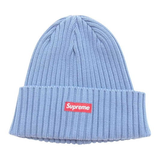 Supreme シュプリーム 22SS Overdyed Beanie ボックスロゴ オーバー  ダイ ビーニー ニット帽 ライトブルー系【美品】【中古】