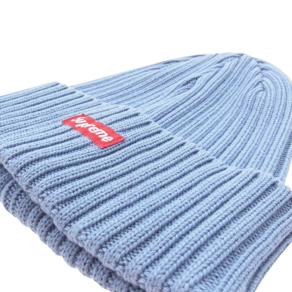 Supreme シュプリーム 22SS Overdyed Beanie ボックスロゴ オーバー  ダイ ビーニー ニット帽 ライトブルー系【美品】【中古】