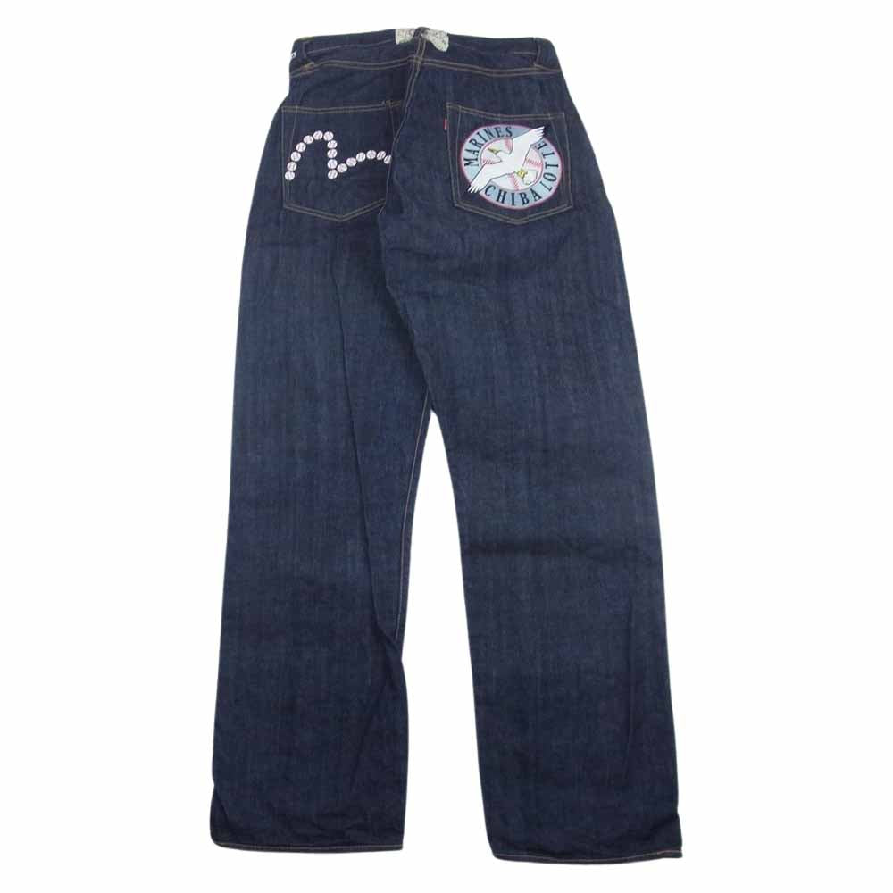EVISU エヴィス 2001 × Marines 千葉 ロッテ マリーンズ インディゴ スペシャル デニム パンツ ジーンズ インディゴブルー系 36×35【美品】【中古】