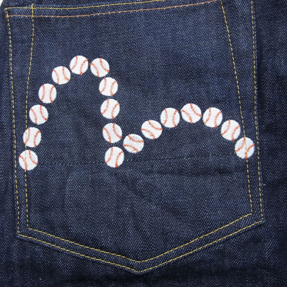 EVISU エヴィス 2001 × Marines 千葉 ロッテ マリーンズ インディゴ スペシャル デニム パンツ ジーンズ インディゴブルー系 36×35【美品】【中古】