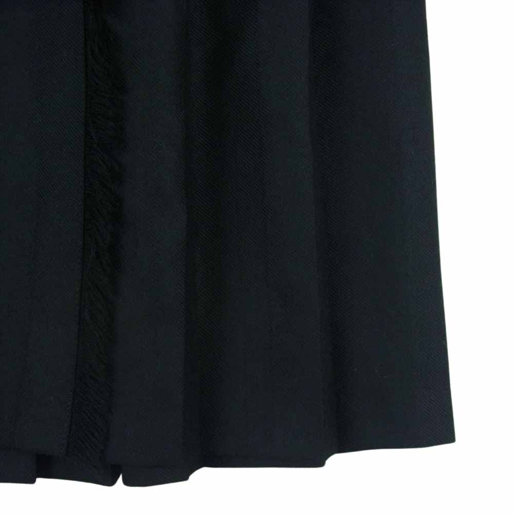 オニールオブダブリン プリーツ切替 ウール100％ レザーストラップ ラップ スカート ブラック系 32【中古】