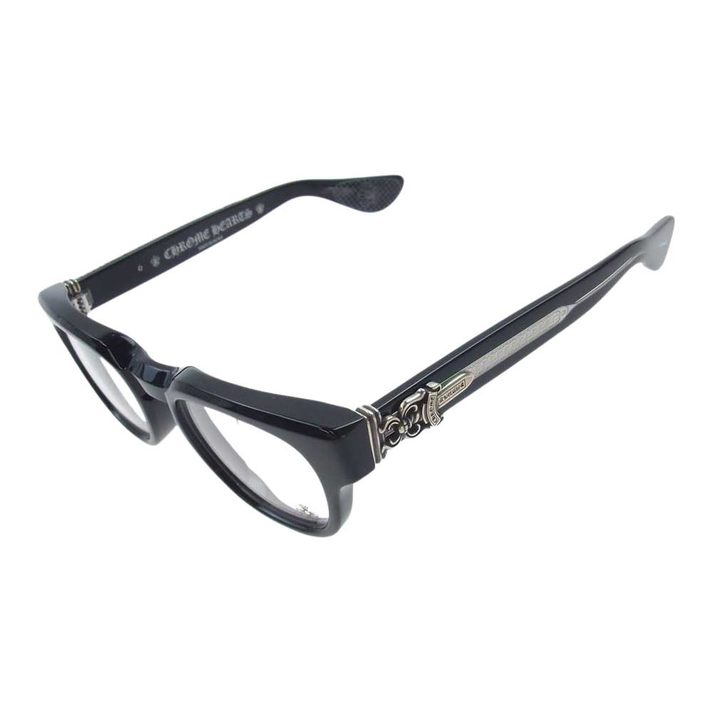 CHROME HEARTS クロムハーツ（原本無） レザーアイウェアケース&アイウェアクロス付き CUNTVOLUTED サイドダガー 眼鏡 メガネ ブラック系 49□23-147【中古】