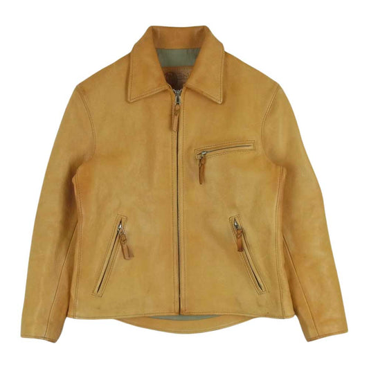 天神ワークス JS01 SINGLE COLLAR JACKET SPORTS JACKET シングルカラー レザー スポーツ ジャケット ブラウン系 34【中古】