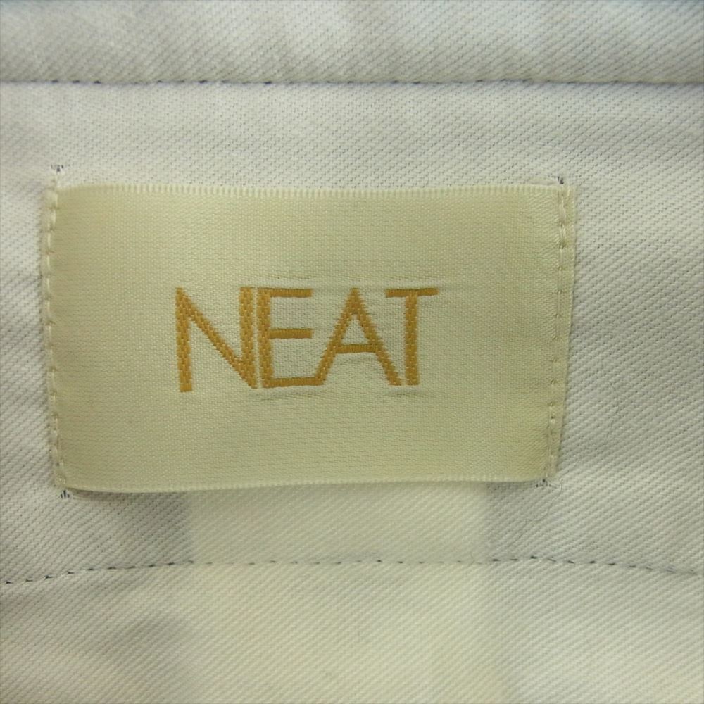 ニート ウール チェック スラックス パンツ 日本製 ブルー系 グリーン系 49【中古】