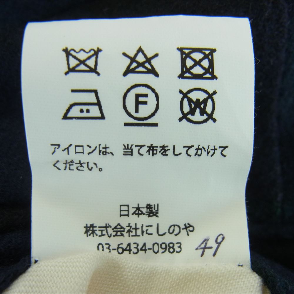 ニート ウール チェック スラックス パンツ 日本製 ブルー系 グリーン系 49【中古】