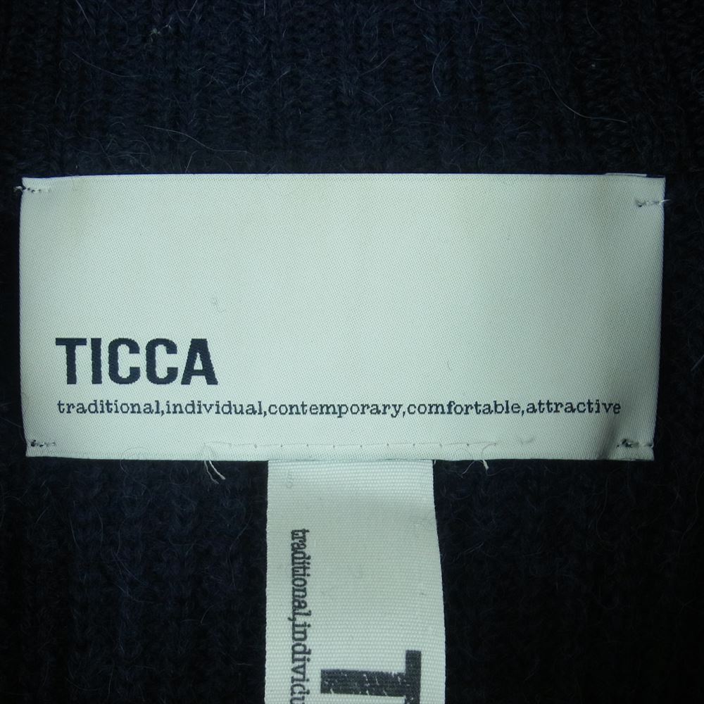 ティッカ TAGA-314-01 アルパカ混 ウール サイドスリット タートルネック ビッグ ニット プルオーバー セーター ダークネイビー系 F【中古】