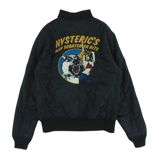 HYSTERIC GLAMOUR ヒステリックグラマー 0263AB06 RUMBLE MA-1JK ワッペン キルティング フライト ボンバー ジャケット ブルゾン ブラック系 S【中古】