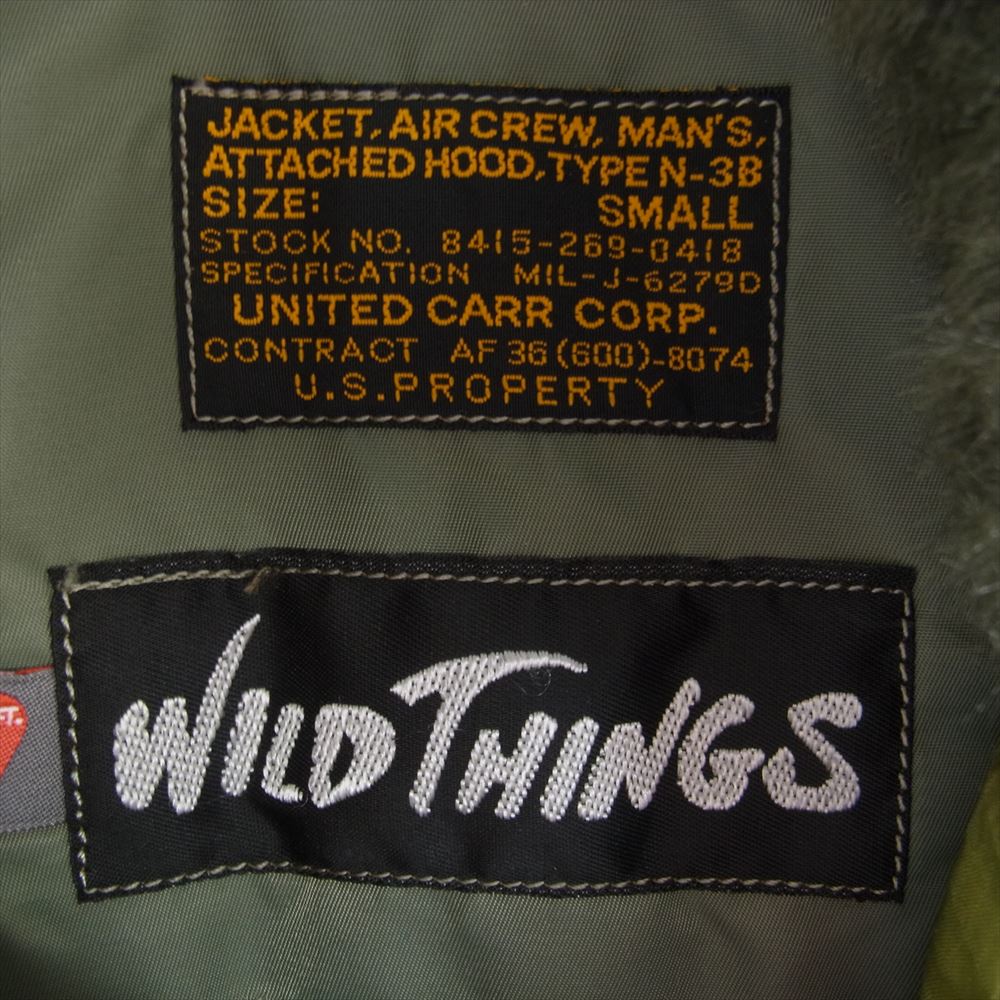 WILDTHINGS ワイルドシングス 8415-269-0418 UNITED CARR by BUZZRICKSONS N-3B ファーフード付き フライトジャケット モスグリーン系 S【中古】