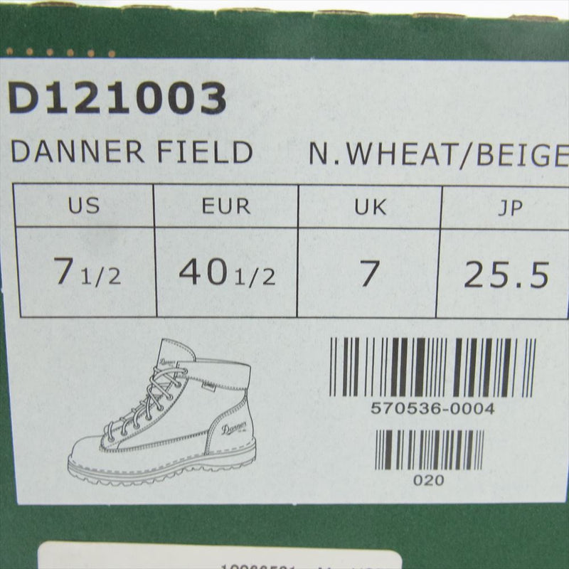 Danner ダナー D121003 DANNER FIELD ダナーフィールド レザー トレッキング シューズ ブーツ N.WHEAT/BEIGE ライトブラウン系 25.5cm【中古】
