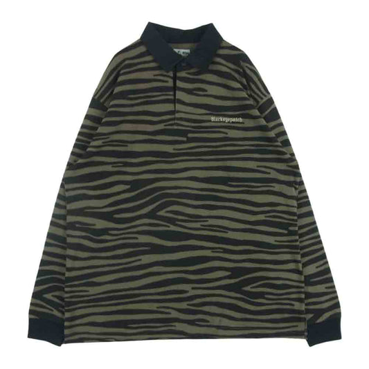 ブラックアイパッチ ZEBRA STRIPED RUGBY SHIRT ゼブラ柄 長袖 ラグビー シャツ ブラック系 カーキ系 XL【中古】