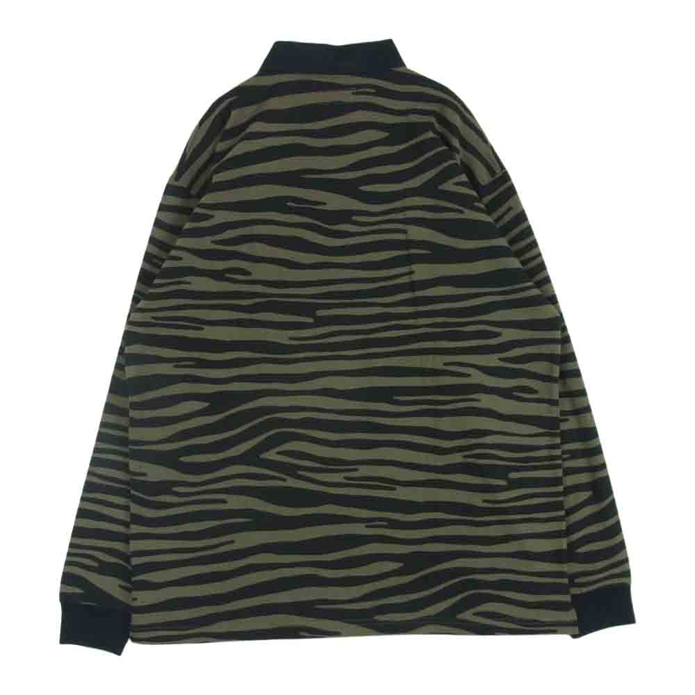 ブラックアイパッチ ZEBRA STRIPED RUGBY SHIRT ゼブラ柄 長袖 ラグビー シャツ ブラック系 カーキ系 XL【中古】