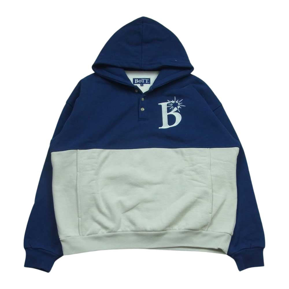ボット 223BoTT07 2 Tone Pullover Hoodie 裏地サーマル 2トーン プルオーバー フーディー パーカー オフホワイト系 ブルー系 XL【中古】
