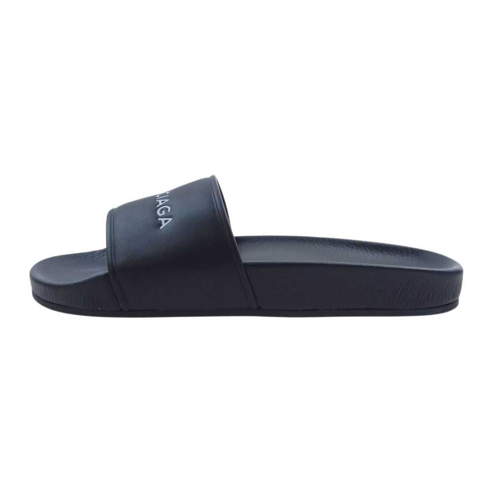 BALENCIAGA バレンシアガ 500573 ロゴ フラット プール サンダル ブラック系 39【中古】