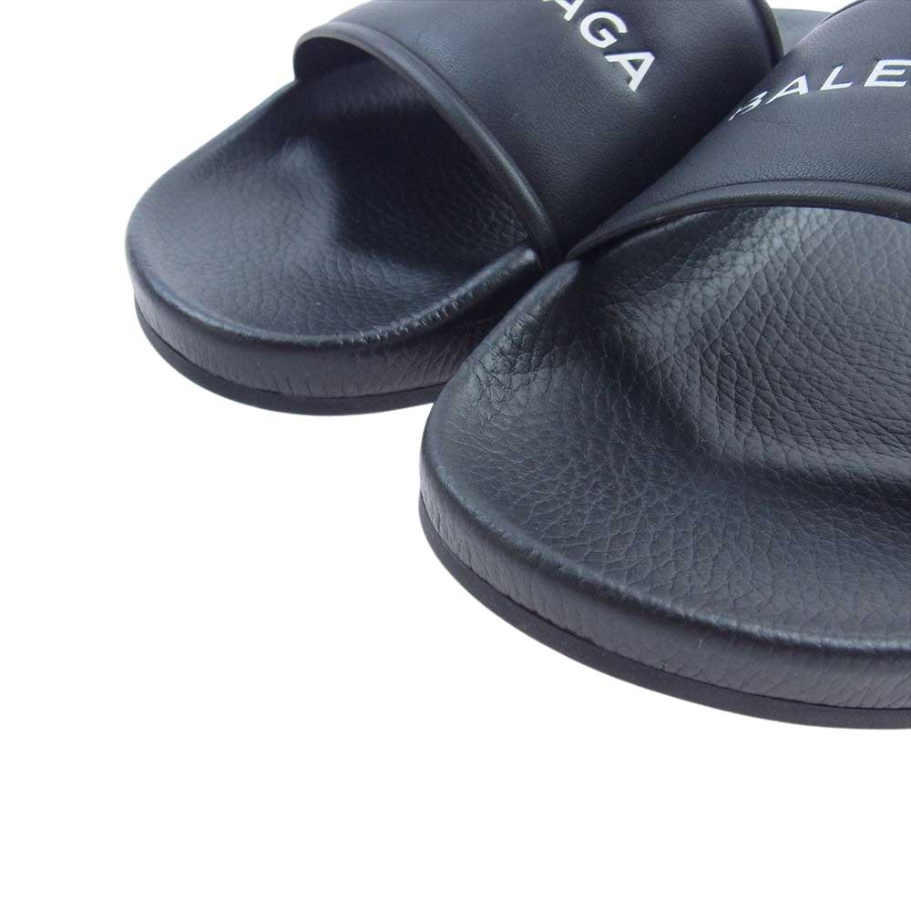 BALENCIAGA バレンシアガ 500573 ロゴ フラット プール サンダル ブラック系 39【中古】