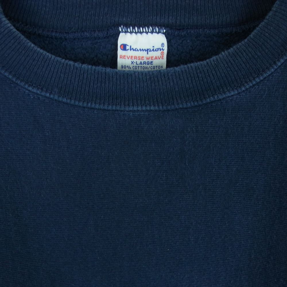 Champion チャンピオン ヴィンテージ 90s 刺繍タグ メキシコ製 REVERSE WEAVE 目なし リバースウィーブ クルーネック スウェット トレーナー ネイビー系 XL【中古】