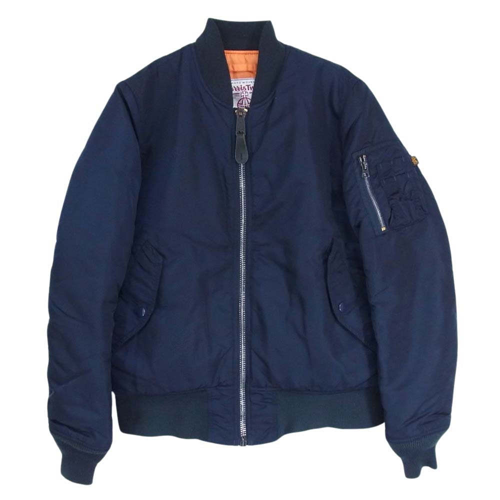 GOODENOUGH グッドイナフ × alpha × Harris Tweed アルファ ハリスツイード MA1 ミリタリーボンバー ジャケット ネイビー系 S【中古】