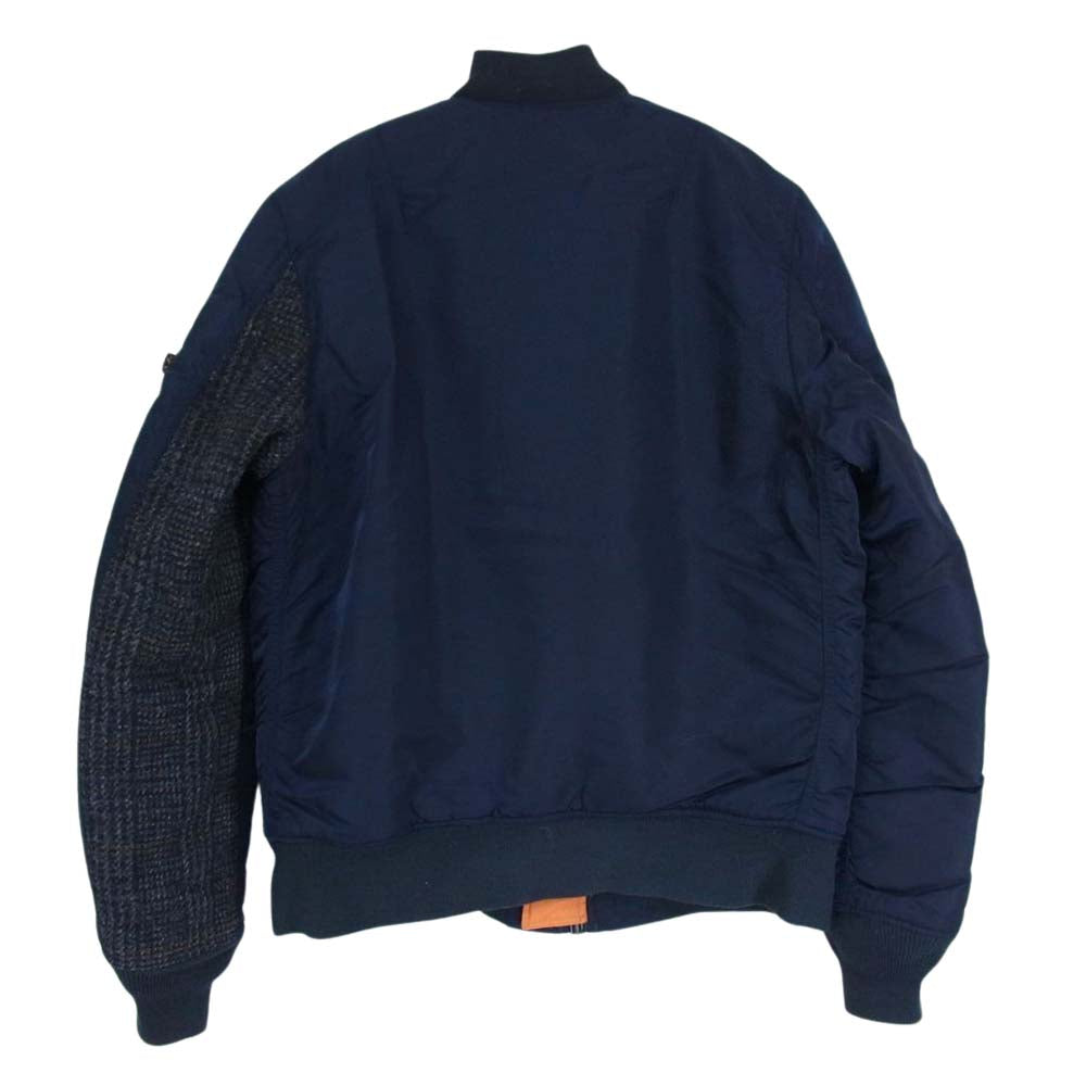 GOODENOUGH グッドイナフ × alpha × Harris Tweed アルファ ハリスツイード MA1 ミリタリーボンバー ジャケット ネイビー系 S【中古】
