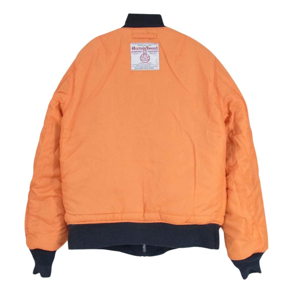 GOODENOUGH グッドイナフ × alpha × Harris Tweed アルファ ハリスツイード MA1 ミリタリーボンバー ジャケット ネイビー系 S【中古】