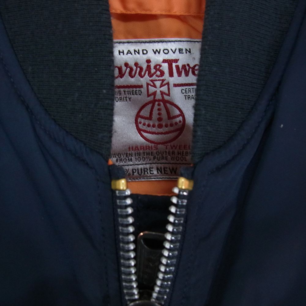 GOODENOUGH グッドイナフ × alpha × Harris Tweed アルファ ハリスツイード MA1 ミリタリーボンバー ジャケット ネイビー系 S【中古】