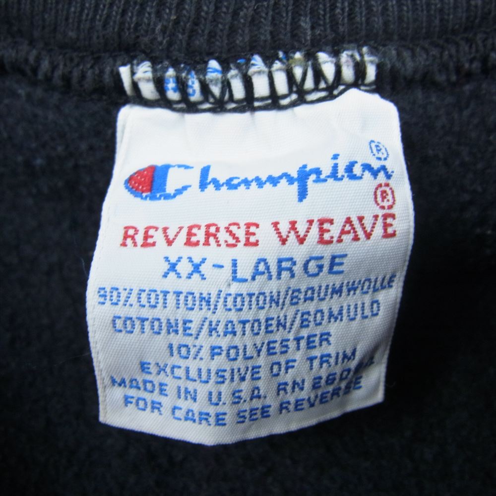 Champion チャンピオン ヴィンテージ 90s USA製 刺繍タグ リバースウィーブ クルーネック スウェット ネイビー系 XXL【中古】