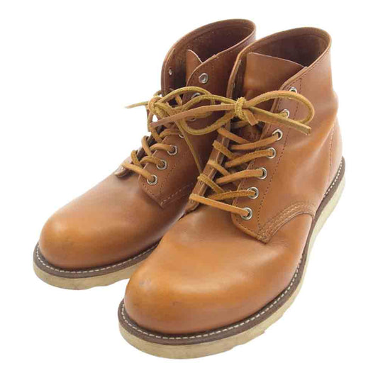 RED WING レッドウィング 9871 犬タグ復刻 プレーントゥ ゴールドラセット ラウンドトゥ  ワークブーツ ライトブラウン系 US 8D【中古】