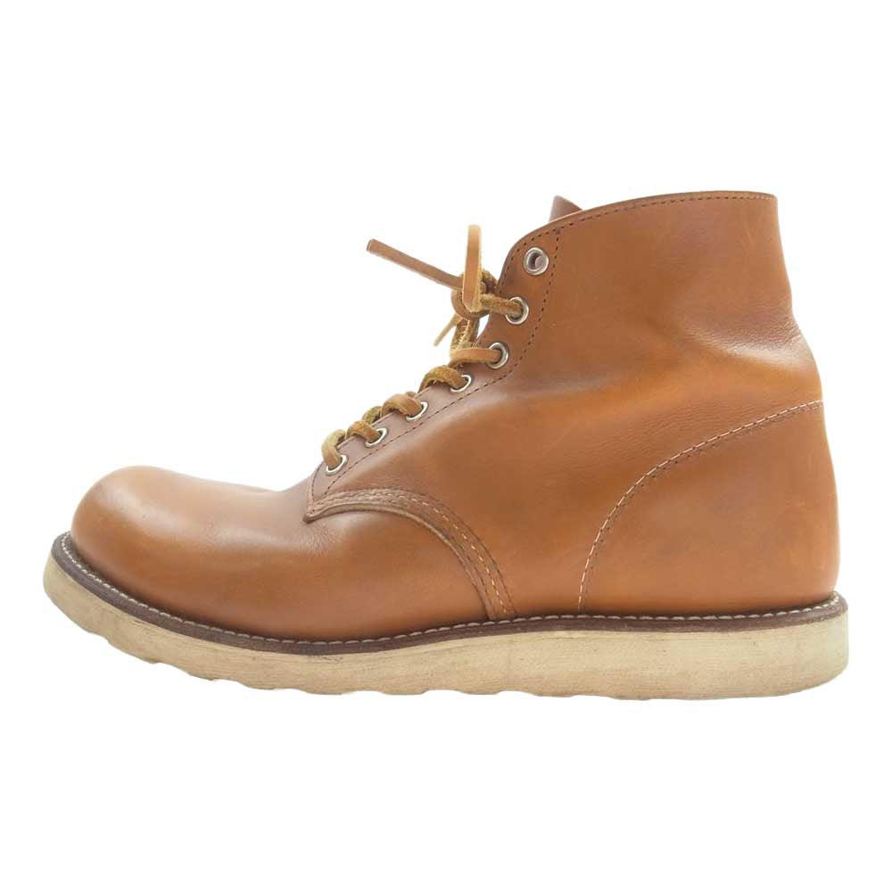 RED WING レッドウィング 9871 犬タグ復刻 プレーントゥ ゴールドラセット ラウンドトゥ  ワークブーツ ライトブラウン系 US 8D【中古】