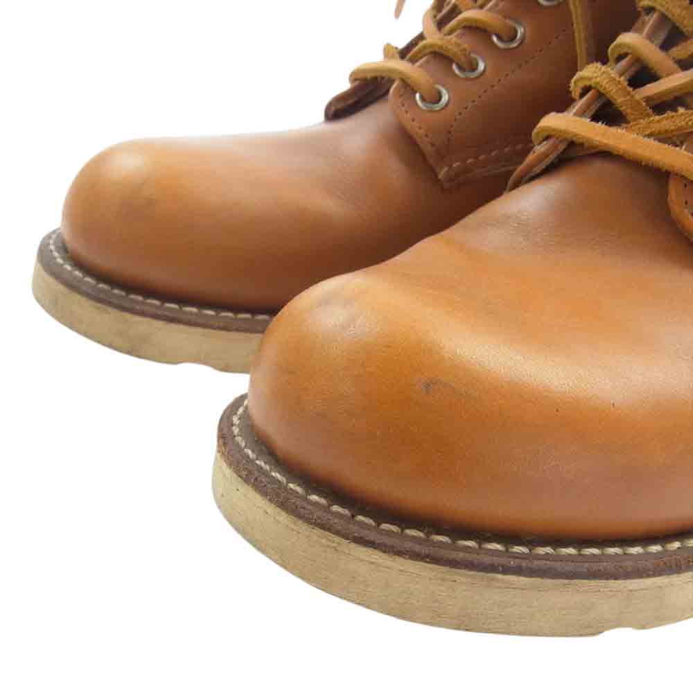 RED WING レッドウィング 9871 犬タグ復刻 プレーントゥ ゴールドラセット ラウンドトゥ  ワークブーツ ライトブラウン系 US 8D【中古】
