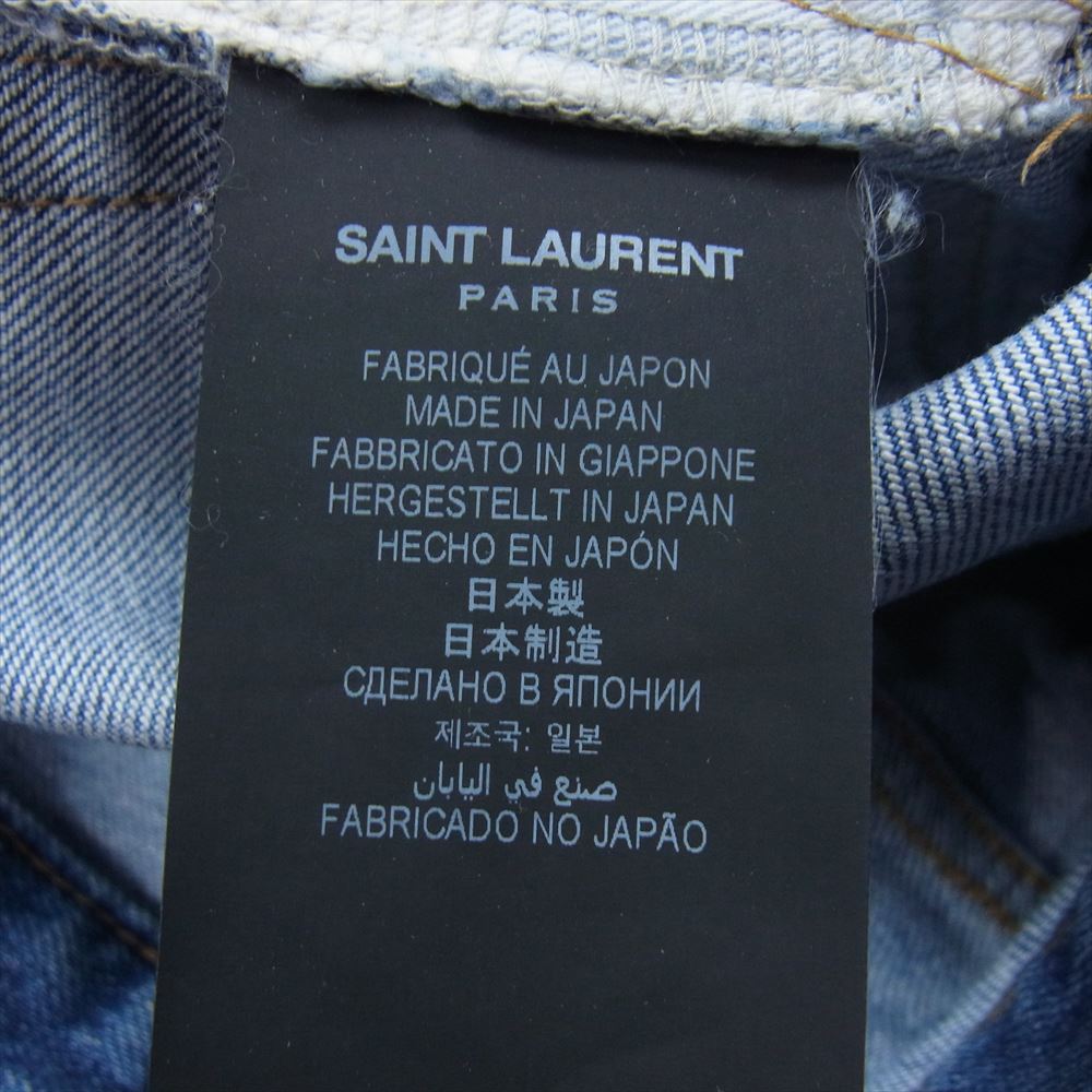 SAINT LAURENT サンローラン 527389 YJ507 クラッシュ加工 スキニー デニム パンツ インディゴブルー系 28【中古】
