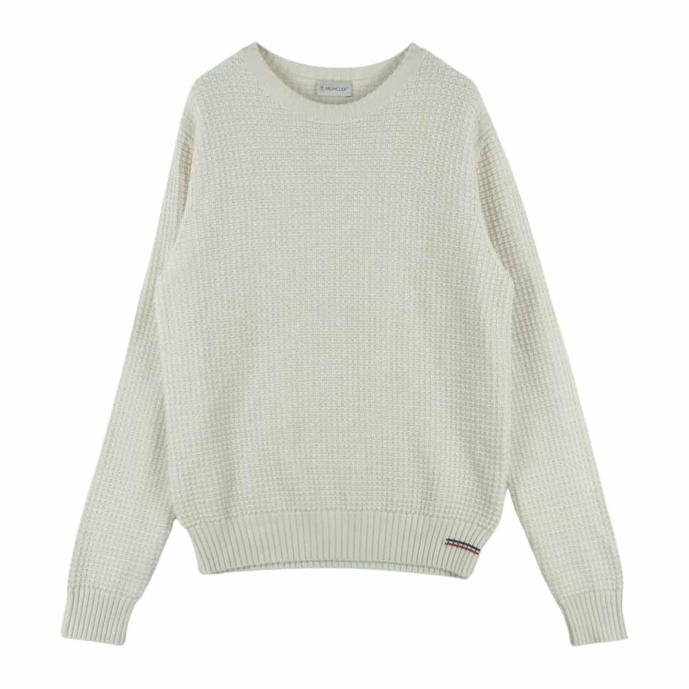 MONCLER モンクレール E20919044900 MAGLIONE TRICOT GIROCOLLO クルーネック ハイゲージ ニット 羊毛 オフホワイト系 M【中古】