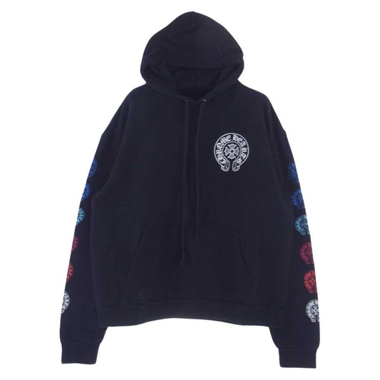 CHROME HEARTS クロムハーツ（原本無） 2212-304-4054 Multicolor Sleeve Logo Horseshoe Pullover マルチカラー スリーブロゴ ホースシュー プルオーバ― パーカー ブラック系 M【中古】