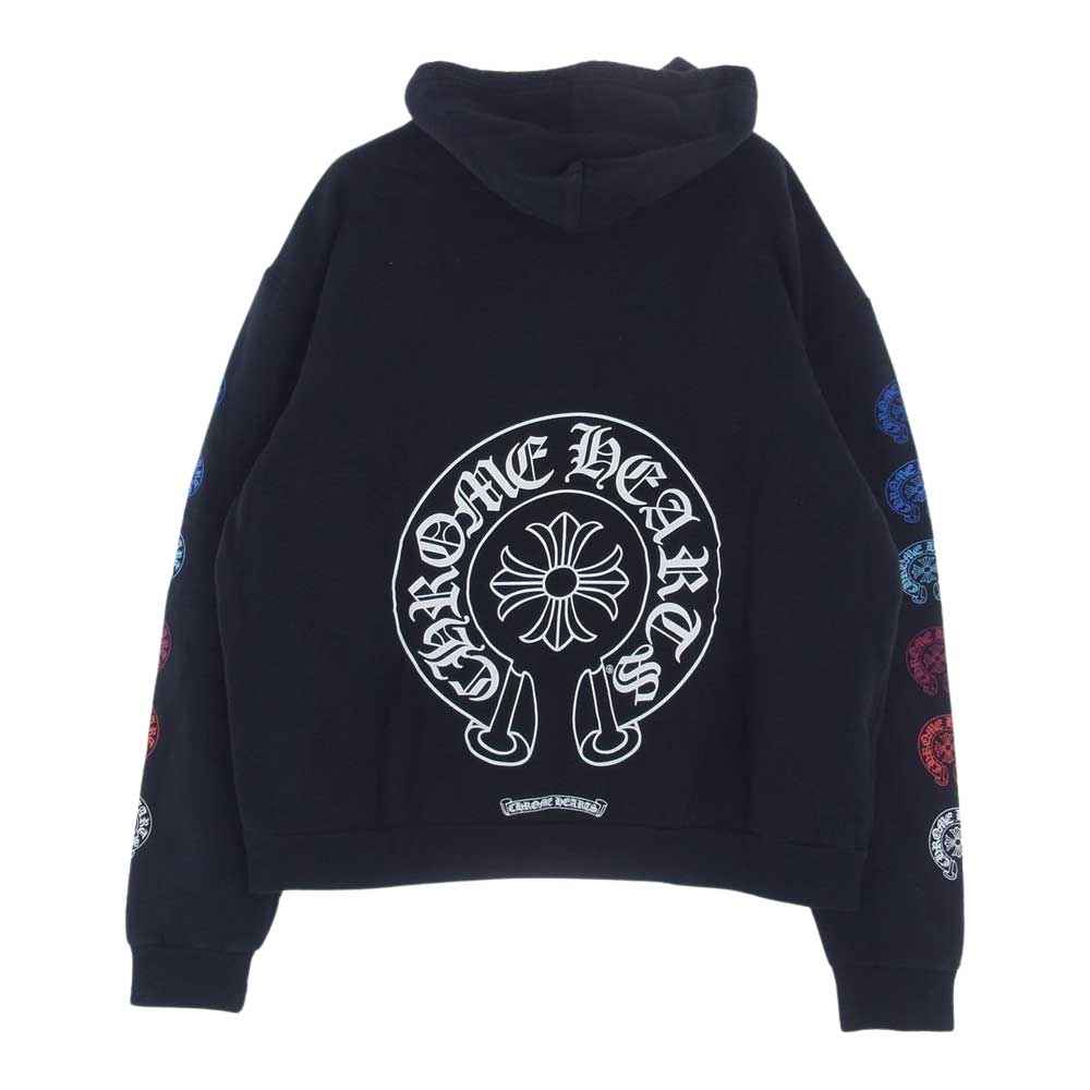 CHROME HEARTS クロムハーツ（原本無） 2212-304-4054 Multicolor Sleeve Logo Horseshoe Pullover マルチカラー スリーブロゴ ホースシュー プルオーバ― パーカー ブラック系 M【中古】