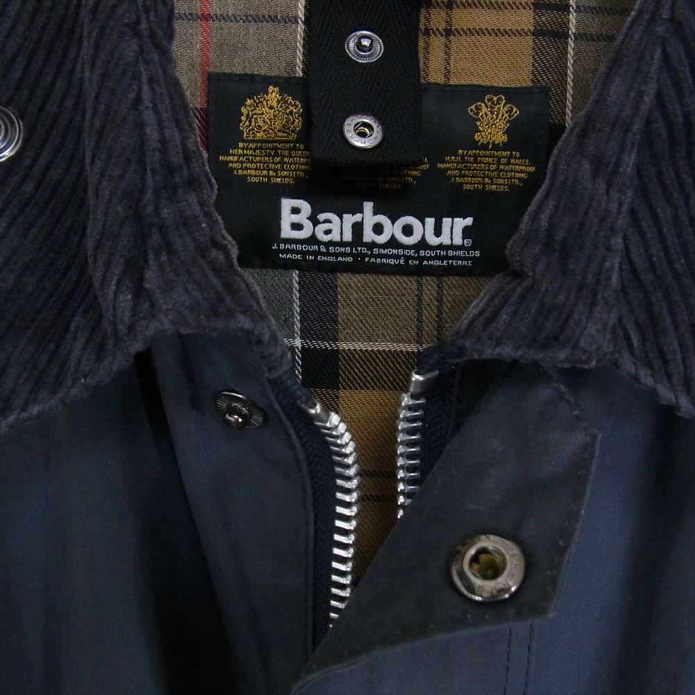 Barbour バブアー 1602130 英国製 SL BEDALE ビデイル オイルド ジャケット 襟コーデュロイ 切替 3ワラント ネイビー系 34【中古】