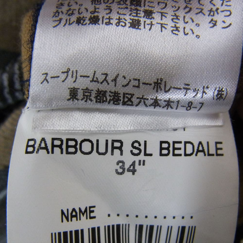Barbour バブアー 1602130 英国製 SL BEDALE ビデイル オイルド ジャケット 襟コーデュロイ 切替 3ワラント ネイビー系 34【中古】