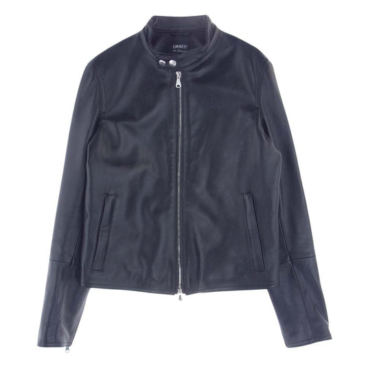 エンメティ 8278-311 H UOMO アッカ ウォモ 干場義雅 ナッパレザー シングル ライダースジャケット  ブラック系 42 XS【極上美品】【中古】