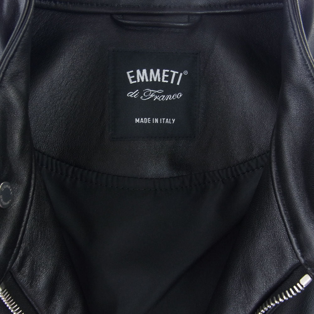 エンメティ 8278-311 H UOMO アッカ ウォモ 干場義雅 ナッパレザー シングル ライダースジャケット  ブラック系 42 XS【極上美品】【中古】