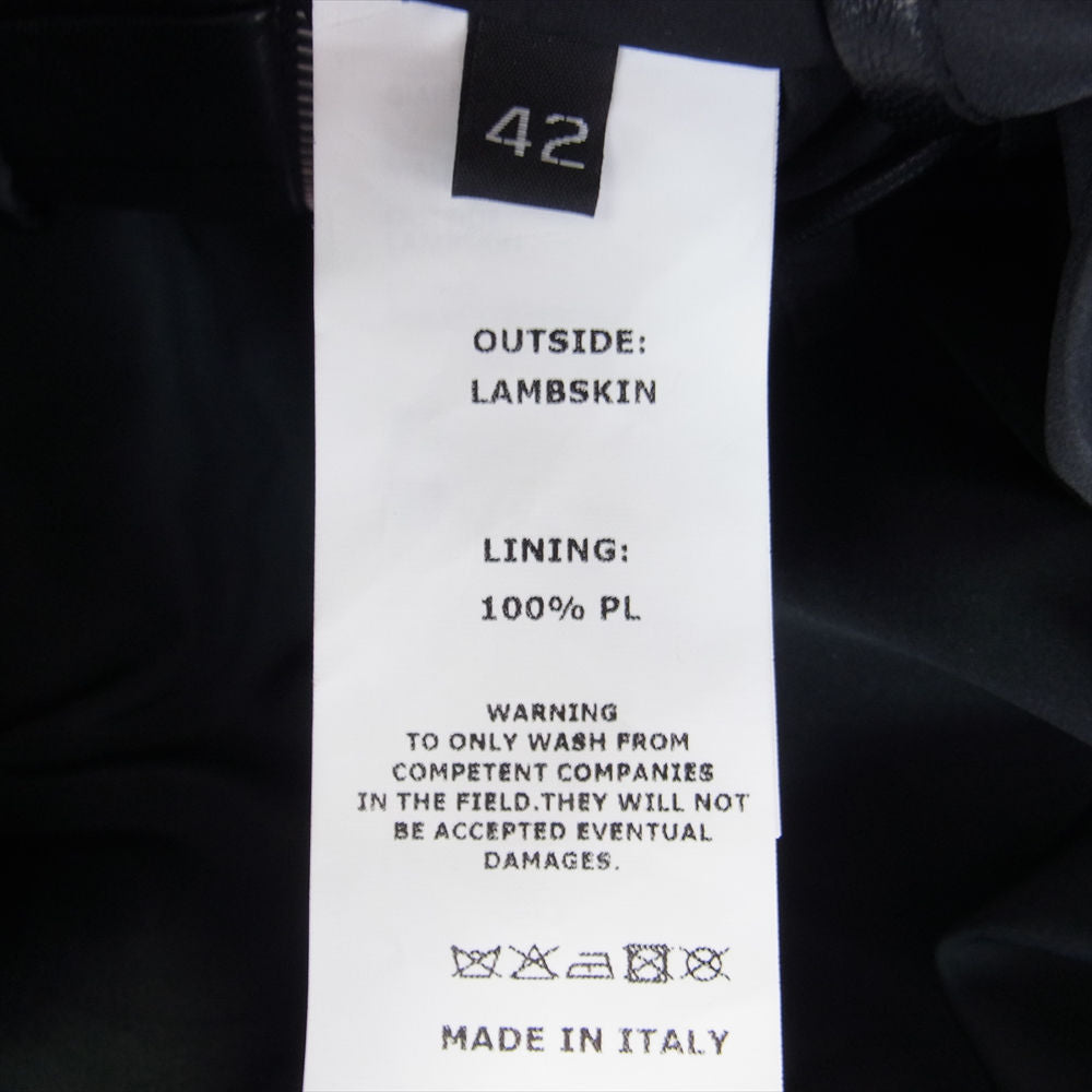 エンメティ 8278-311 H UOMO アッカ ウォモ 干場義雅 ナッパレザー シングル ライダースジャケット  ブラック系 42 XS【極上美品】【中古】