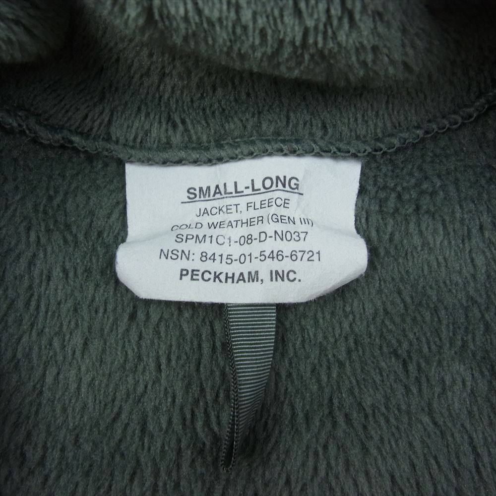 米軍実物 08年製 PECKHAM INC 社製 ECWCS GEN3 LEVEL3 エクワックス ポーラテック ミリタリー フリースジャケット カーキ系 S【中古】