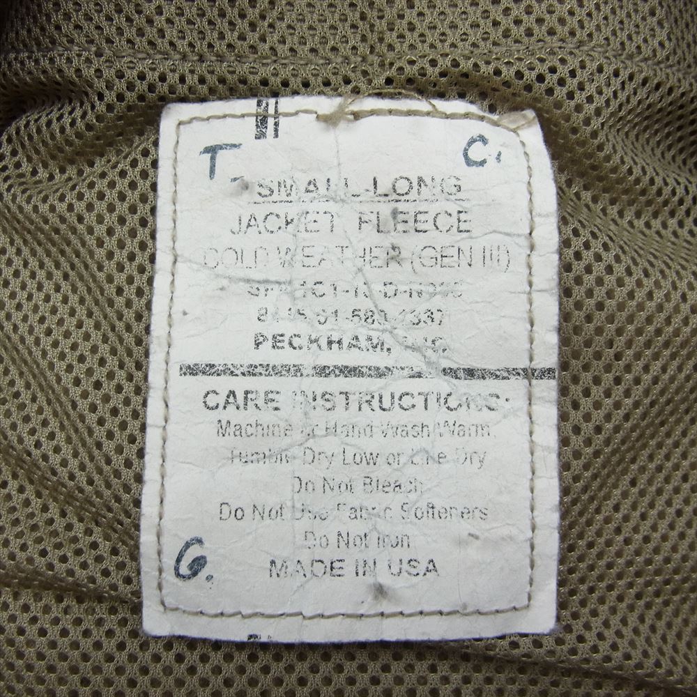 08年製 PECKHAM INC 社製 ECWCS GEN3 LEVEL3 エクワックス ポーラテック ミリタリー フリースジャケット コヨーテ ベージュ系 S【中古】