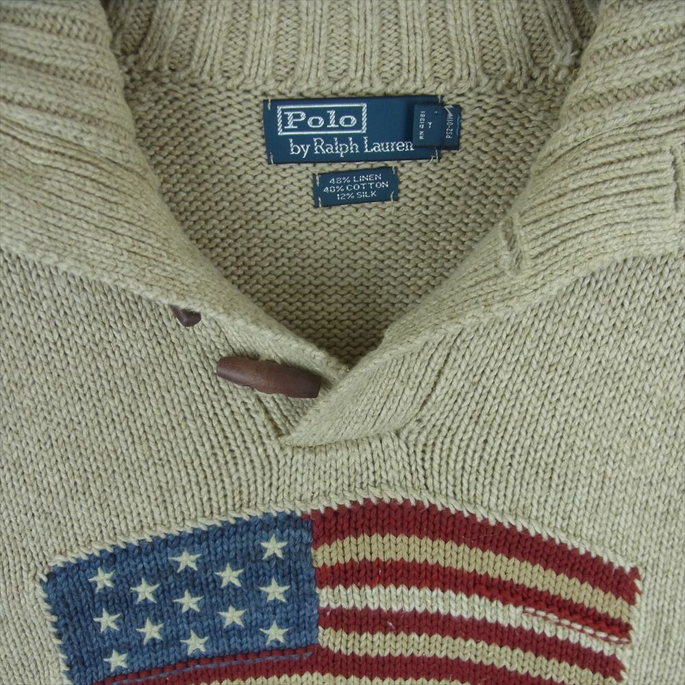 POLO RALPH LAUREN ポロ・ラルフローレン フラッグ ハイネック ニット セーター 中国製 グレイッシュベージュ系 M【中古】