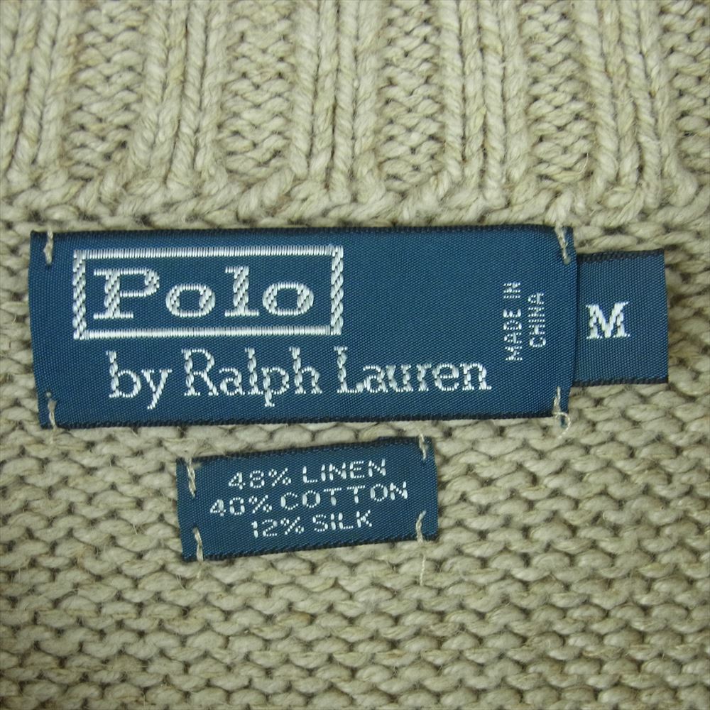 POLO RALPH LAUREN ポロ・ラルフローレン フラッグ ハイネック ニット セーター 中国製 グレイッシュベージュ系 M【中古】