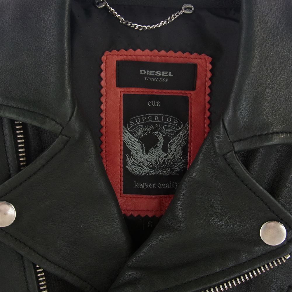 DIESEL ディーゼル TIMELESS タイムレス ラムレザー ダブル ライダース ジャケット ブラック系 S【中古】